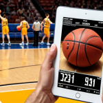 **Prompt 1: Evolution of Basketball Stat-keeping**
    A split image showcasing the contrast between traditional and modern basketball stat-keeping. On the left side, a close-up of hands diligently writing basketball statistics on a classic paper score sheet with a pencil on a clipboard, with a blurred, vintage-style basketball court in the background. The atmosphere should feel nostalgic and focused on manual precision. On the right side, hands interacting with a sleek tablet or smartphone, displaying a modern, vibrant basketball stat-tracking application interface, set against a backdrop of a professional, brightly lit basketball arena. The overall image should be a dynamic composite shot, highlighting the evolution from analog to digital, emphasizing detail and technological advancement.
